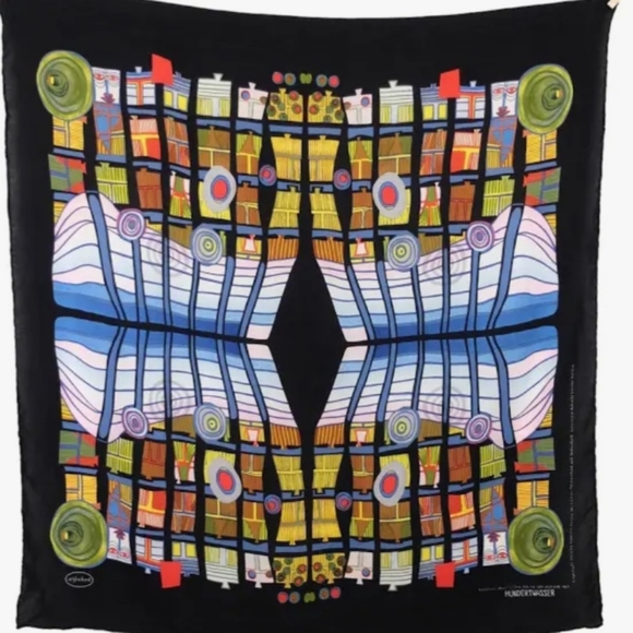 Hundertwasser 753 1978 Escape of the indoor sky Scarf Heberlein Vintage Colorful - Picture 1 of 4